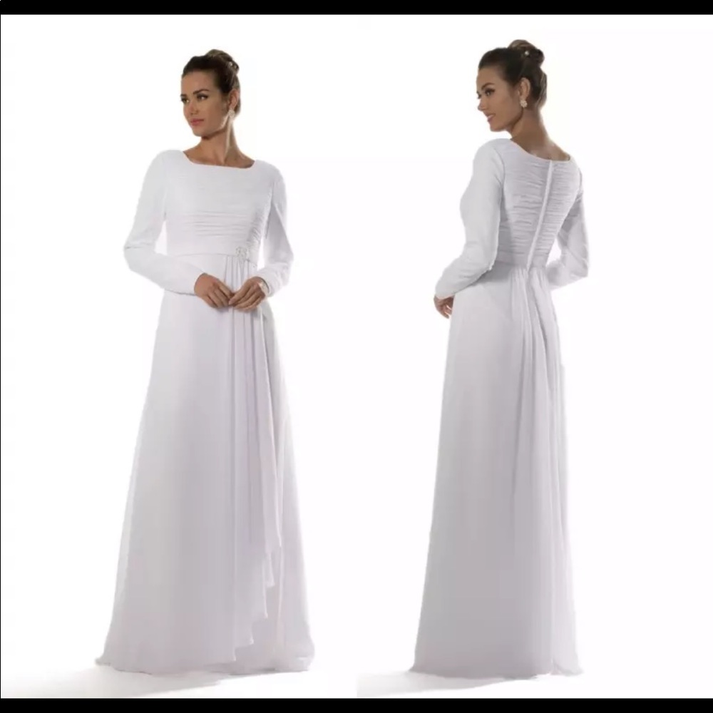 Custom made LDS temple dress/cheap wedding dress